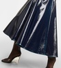 Coated wool-blend midi skirt