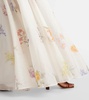 Natura floral linen and silk organza maxi skirt