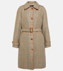 Checked linen and wool coat