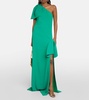 Draped one-shoulder gown