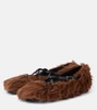 Criss Cross faux fur ballet flats