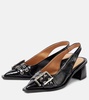 Faux leather slingback pumps