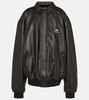 Oversized leather bomber jacket