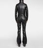 Belted faux leather ski suit