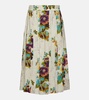 Floral satin midi skirt