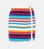 Striped knitted cotton-blend miniskirt