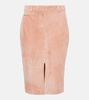 High-rise suede pencil skirt 