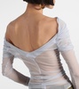 Veiled off-shoulder silk tulle top