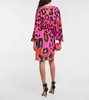 Giraffe-print silk wrap dress