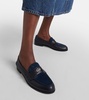 Penny suede-trimmed leather loafers