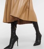 Herson pleated faux leather midi skirt