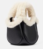 Swipe Mini faux fur-trimmed leather bucket bag