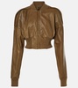 Flight cropped leather bomber jacket