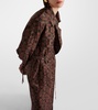 Printed silk satin trench coat