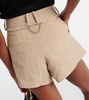 Fringed high-rise cotton-blend shorts