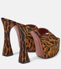 Dalida leopard-print satin platform mules