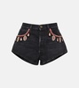 Embroidered denim shorts