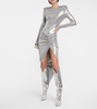 Metallic jersey midi dress