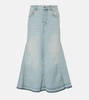 High-rise denim midi skirt