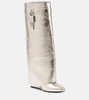 Shark Lock metallic leather knee-high boots