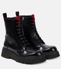 Polished leather combat boots