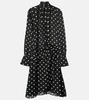 Polka-dot gathered midi dress