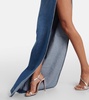 Side-slit denim maxi skirt