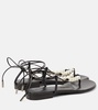 Faux pearl leather sandals