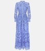 Belted cotton lace maxi dress