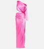 Draped cutout silk satin gown