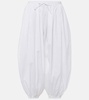 Pleated cotton poplin wide-leg pants