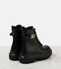 Logo leather combat boots