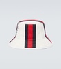 Logo-Embroidered Striped Cotton-Canvas Bucket Hat