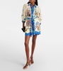 Printed belted linen shirt dress