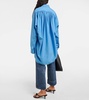 Oversized gathered cotton-blend shirt