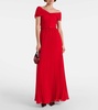 Pleated off-shoulder chiffon gown