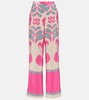 Printed high-rise silk wide-leg pants