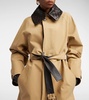 Leather-trimmed cotton-blend trench coat