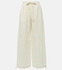 Mid-rise cotton and linen wide-leg pants