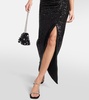 Sequined ruched maxi skirt