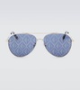 CD Diamond A1U Aviator-Style Silver-Tone Metal Sunglasses