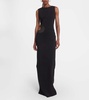 Cutout leather-trimmed gown