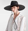 Leather-trimmed straw sun hat