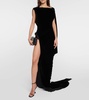 gathered asymmetric velvet gown