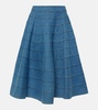 Grace paneled denim midi skirt