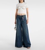 Embellished mid-rise wide-leg jeans