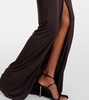 Cutout halterneck sandblasted jersey gown