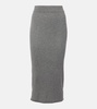 Ribbed-knit midi skirt