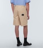 Leather-trimmed cotton shorts