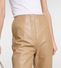 High-rise leather straight pants